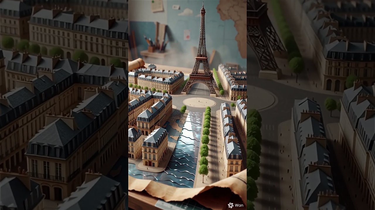 Paris AI Animation | 8K Miniature Cinematic Pop‑Up Eiffel Tower & City Map