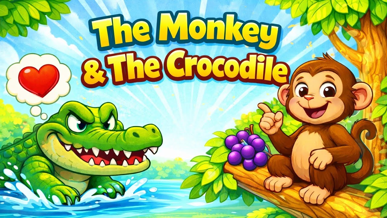 🐊🐵 The Crocodile & the Monkey🐵🐊-#kidsstories&rhymes #bedtimestories #youtubekids #kidsmoralstories 