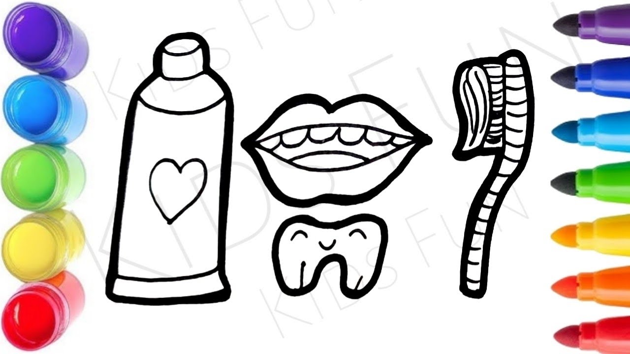 How To Draw tooth past  😍 Drawing, Painting & Coloring For Kids and Toddlers, 5