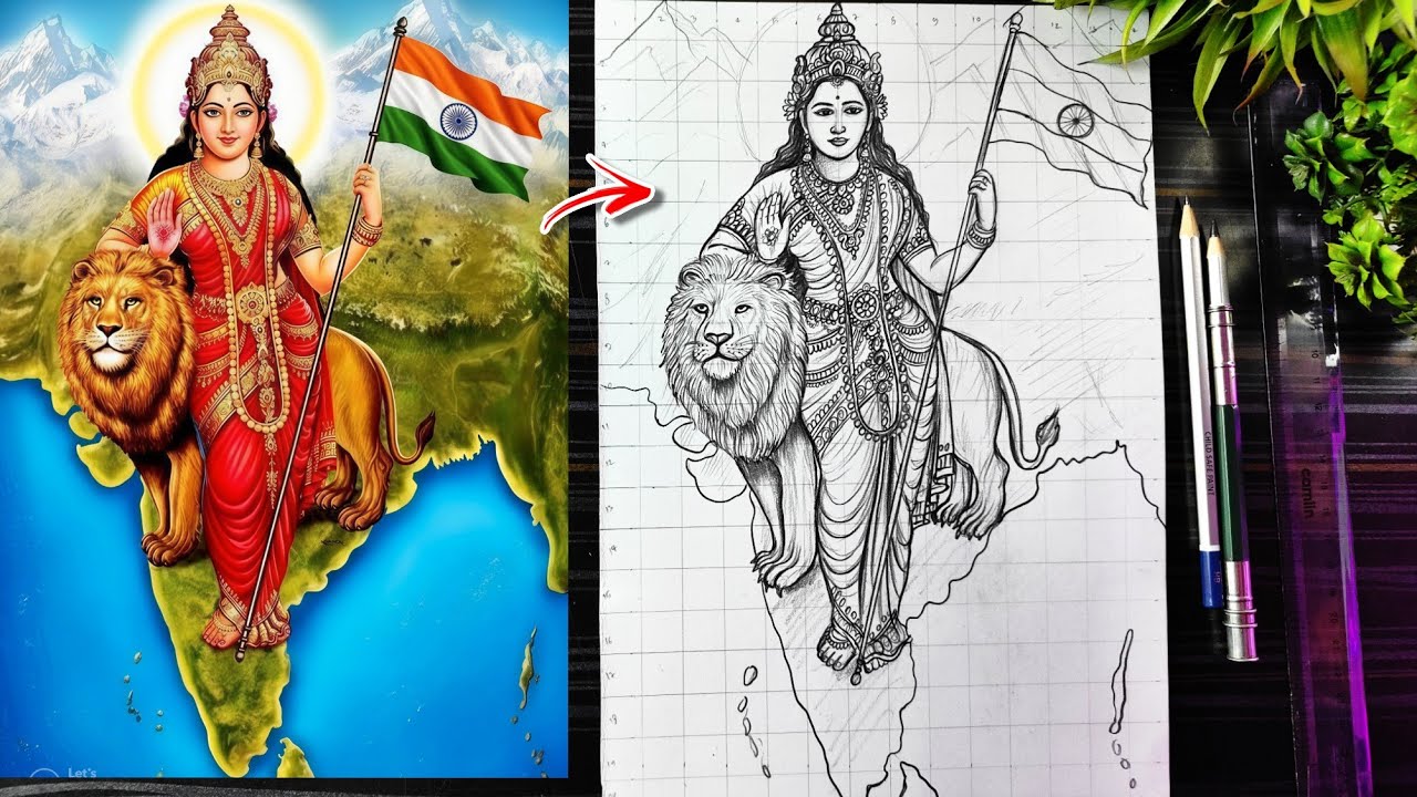 How To Draw Bharat Mata, Republic Day Special Drawing 🇮🇳,Bharat Mata Drawing, Step by Step Tutorial