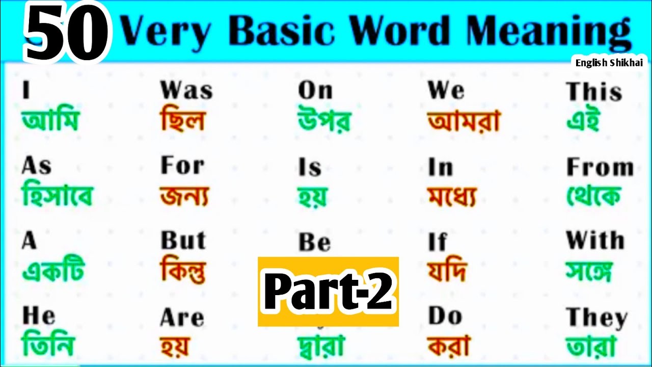 বেসিক গুরুত্বপূর্ণ ইংরেজি ওয়ার্ড মিনিং,একেবারে শুরু থেকে ইংরেজি শিখুন,Basic Word Meaning forbeginner