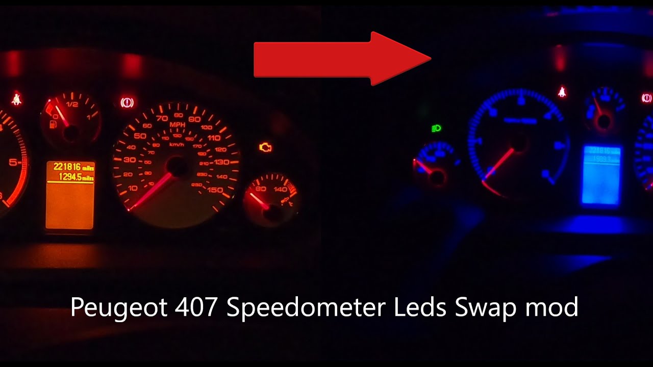 Peugeot 407 Speedometer Led lighting Swap mod