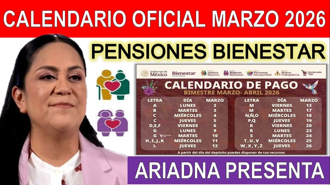 🔔CALENDARIO OFICIAL MARZO 2026 Mujeres 60-64 y Adultos 65+📆 Del 2 al 26 l Ariadna Presenta 💸