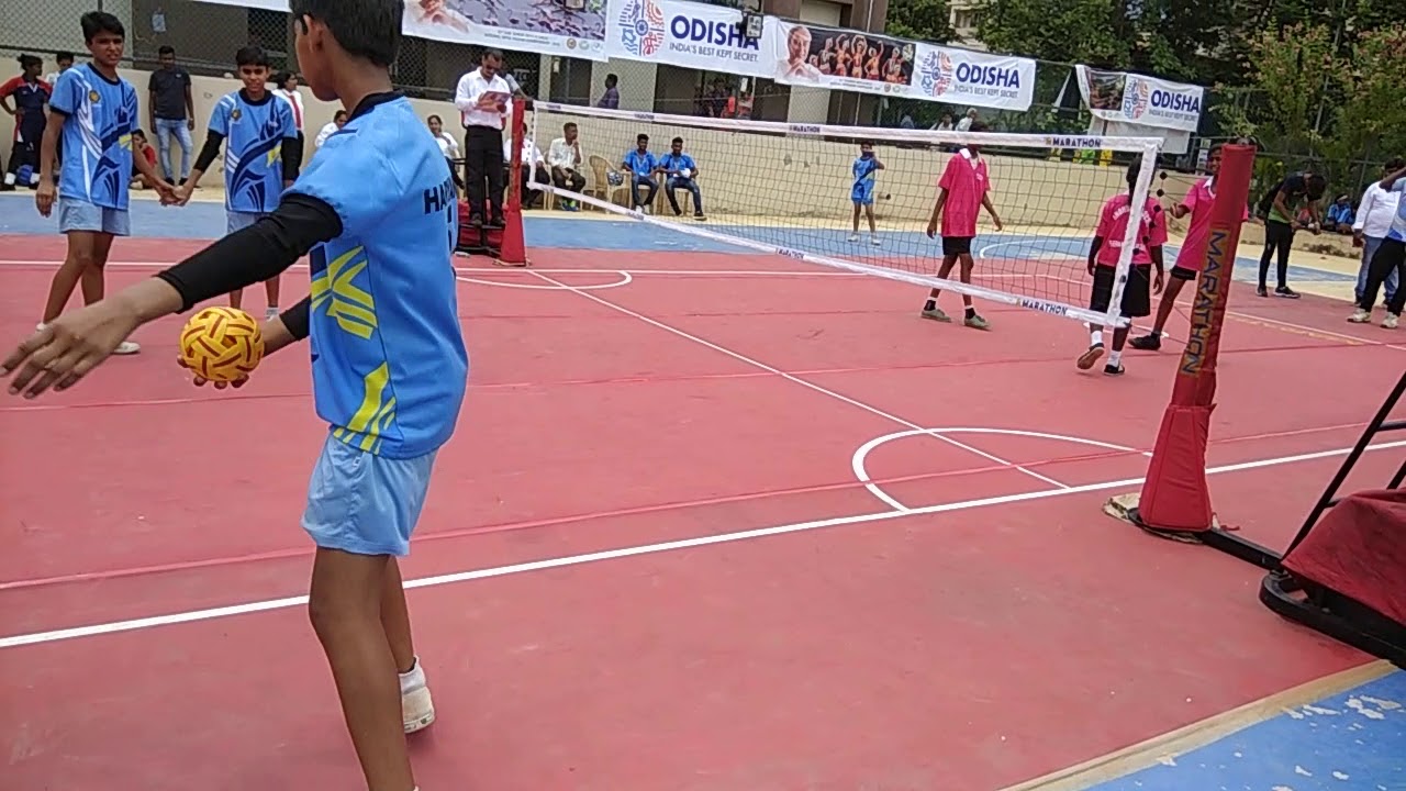 Haryana 🆚 Andhra Pardesh girls team match in 21st Sub-Junior National Sepaktakraw champishp 8/6/18