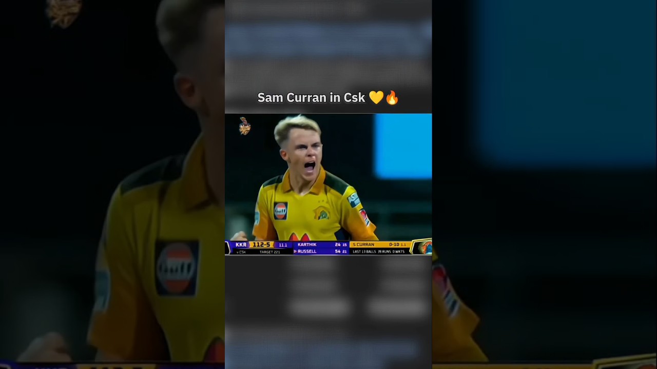 When sam curran stunned andre Russell 💛🥵 | sam curran bowling for CSK | #shorts #trending #cricket