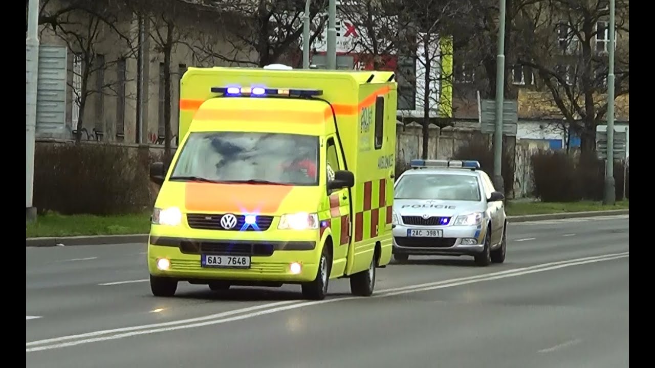 Praha Meditrans VW T5 & Policie ČR | Prague priv. ambulance & police responding [CZ | 26.2.2016]