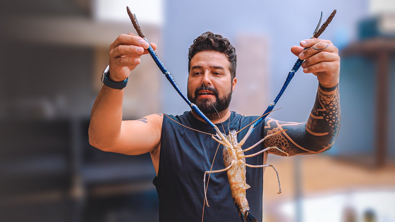 Fomos pescar - Terminou em Camarão Gigante assado na brasa