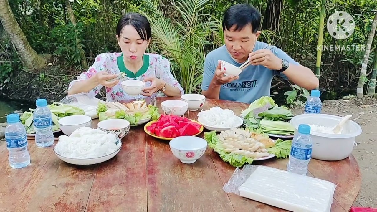 Thịt luộc ăn với mắm tép  | quê em Trà Ôn|