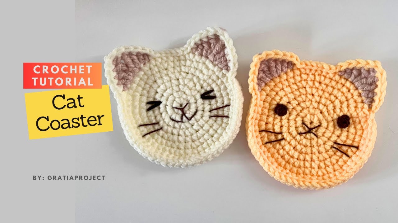 Cat Coaster Crochet Tutorial | Cat Applique