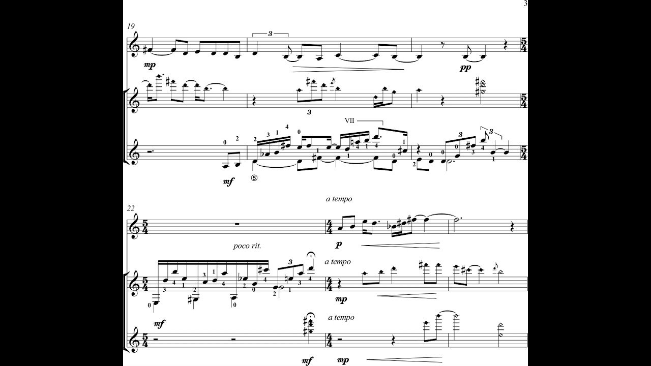 Taro Wayama - Inside Green for Violin and Two Guitars (2010) [Score-Video]
