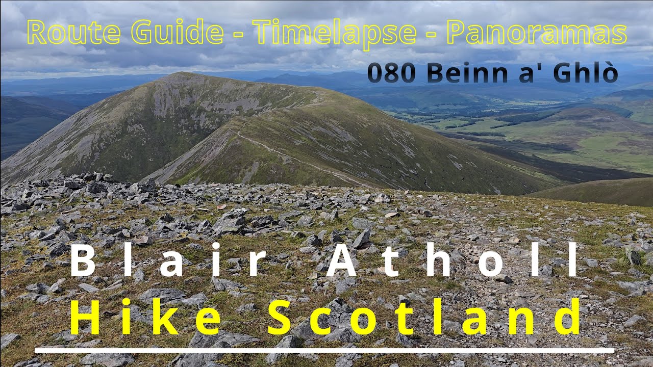 080 Beinn a' Ghlò, Blair Atholl, Scotland. Longer walk, clear summits, overcast sky, sunny spells.