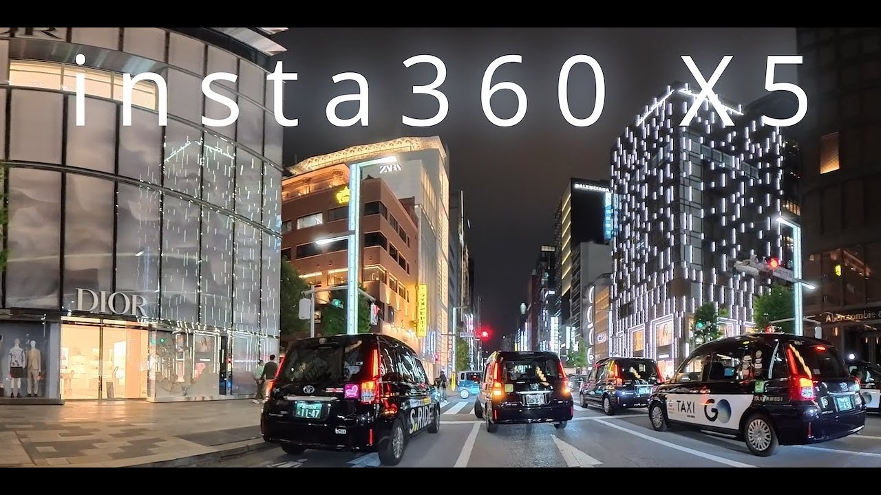360°動画  X5 と夜の銀座サイクリング。ズームアウトしてみてね