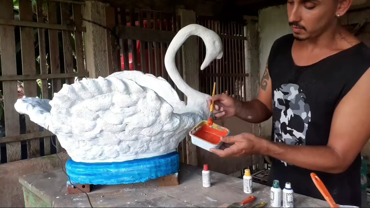 DIY COMO PINTAR CISNE DE CIMENTO COM MEU AMIGO VENICIO