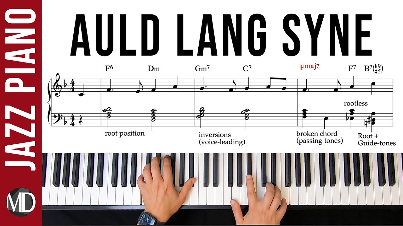 Auld Lang Syne Piano Arrangement. The Real Christmas Book. Jazz Beginner Level.