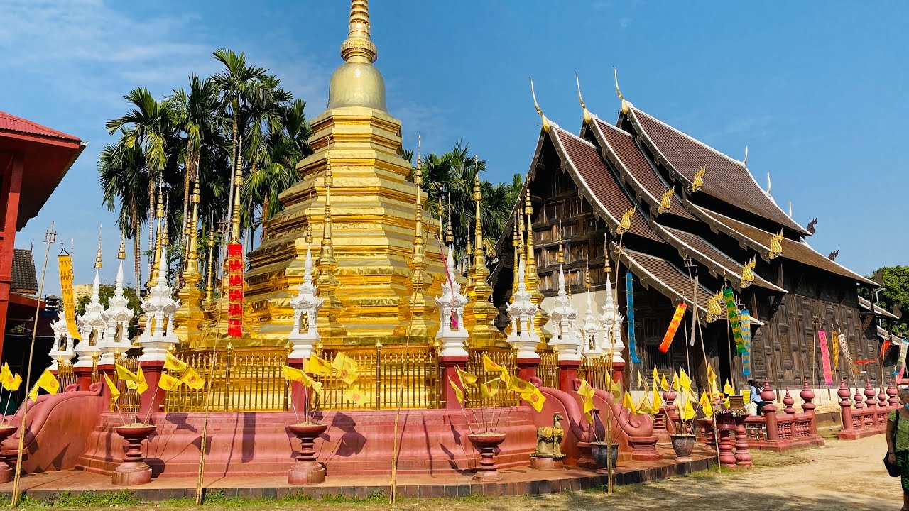 【4K】Thailand Temple Walking Tour - Chiang Mai Wat Phantao วัดพันเตา - Thailand 🇹🇭- 4K 60fps