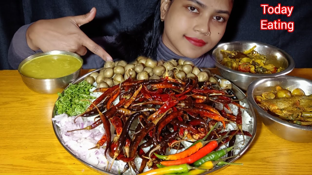 Asmr Eating Daal Bhat,Fish Curry,Sabji,Baby Potatos Bharta | Mukbang eating show Indian Food's 