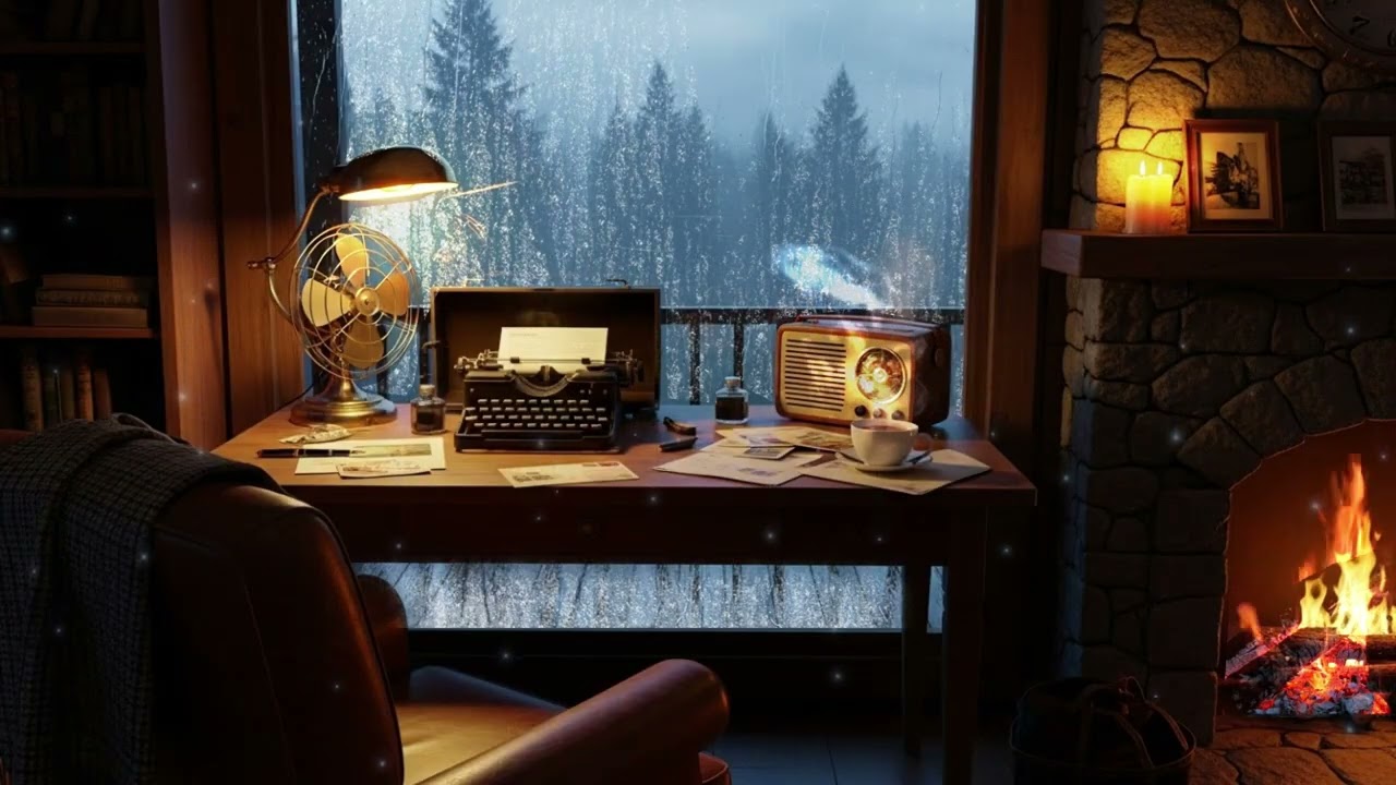 Vintage Jazz 1940s Rainy Cabin Evening | Vintage Radio Jazz for Reading, Study & Relaxation