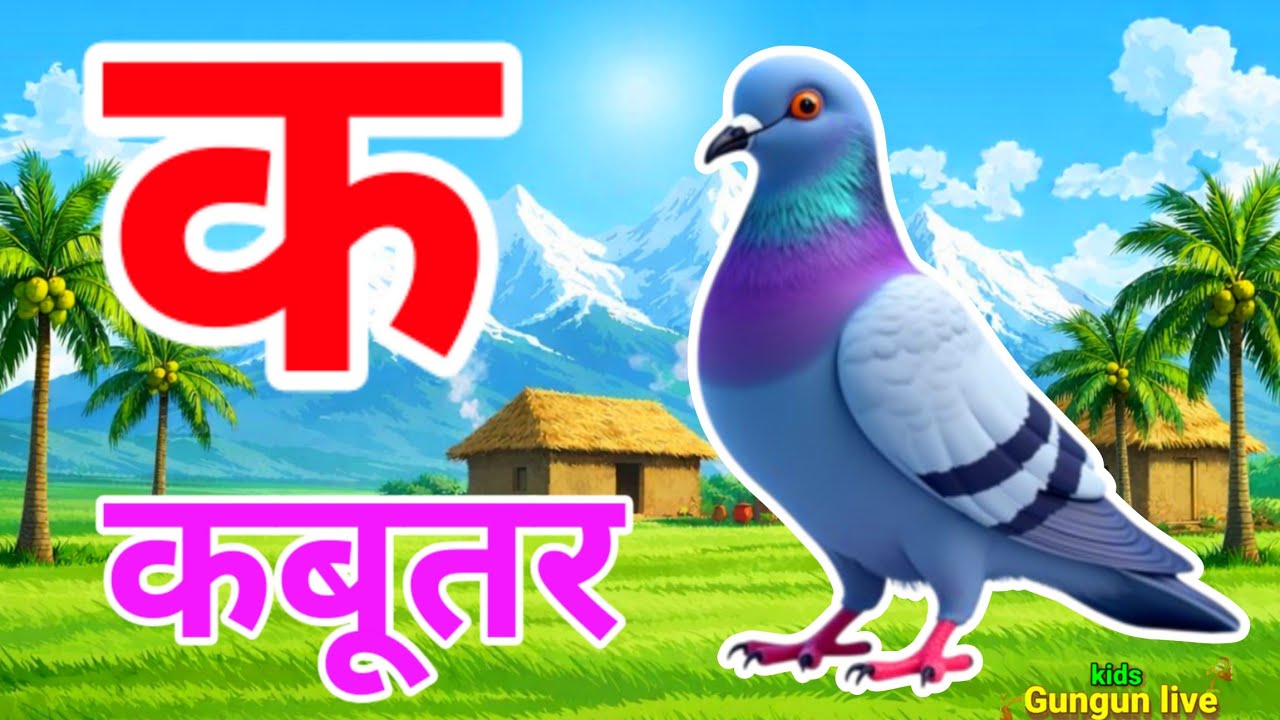 क से कबूतर, अ से आम a se anaar k sekabutar |Hindi varnmala |ABCD क सेकबूतर अ से अनार,for kids💥