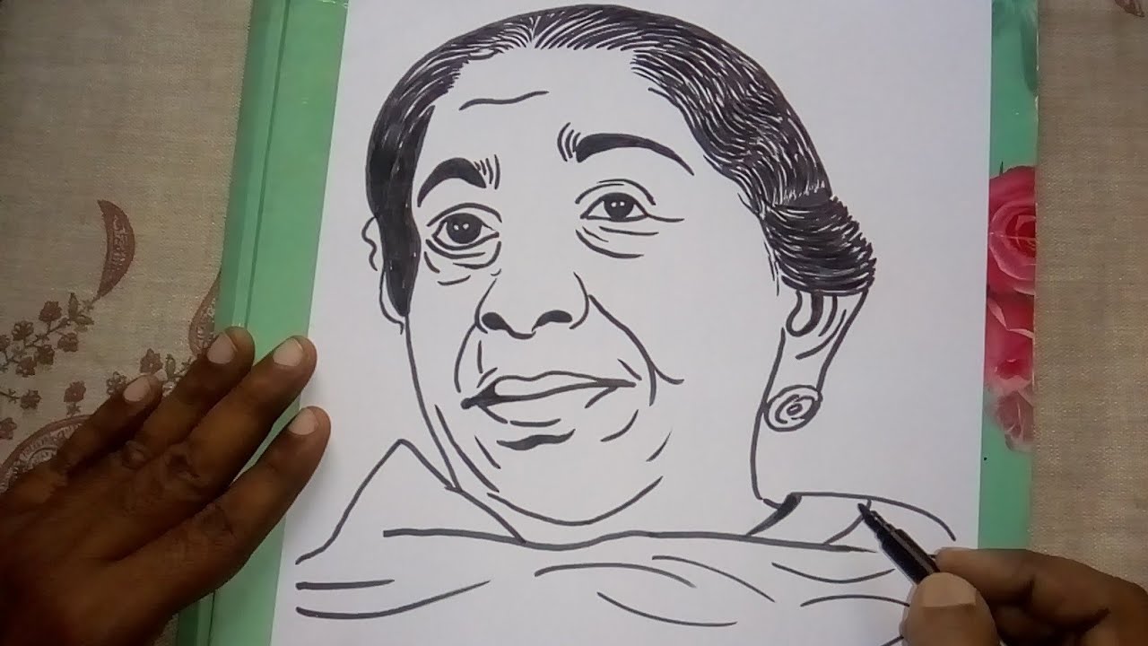 How to draw Sarojini Naidu || 4 Minutes Drawing of Sarojini Naidu