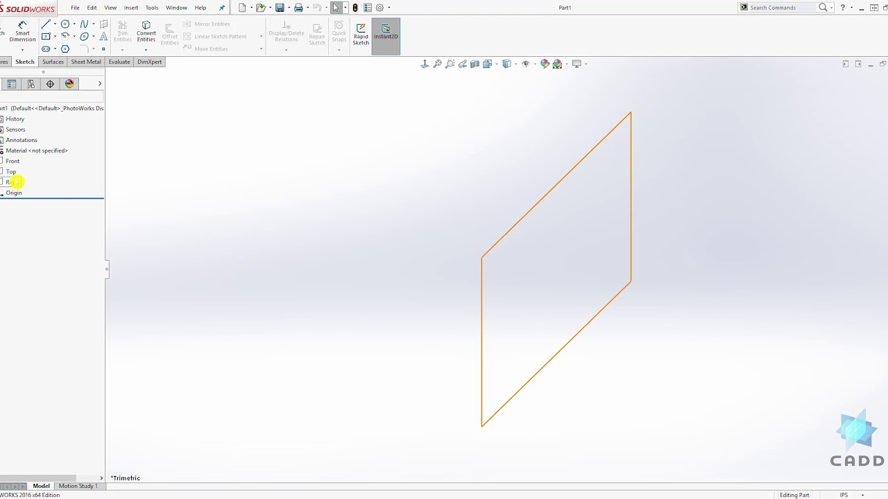 Учебное пособие по SolidWorks для начинающих № 15 &mdash; Как создать эскиз SolidWorks на плоскостях