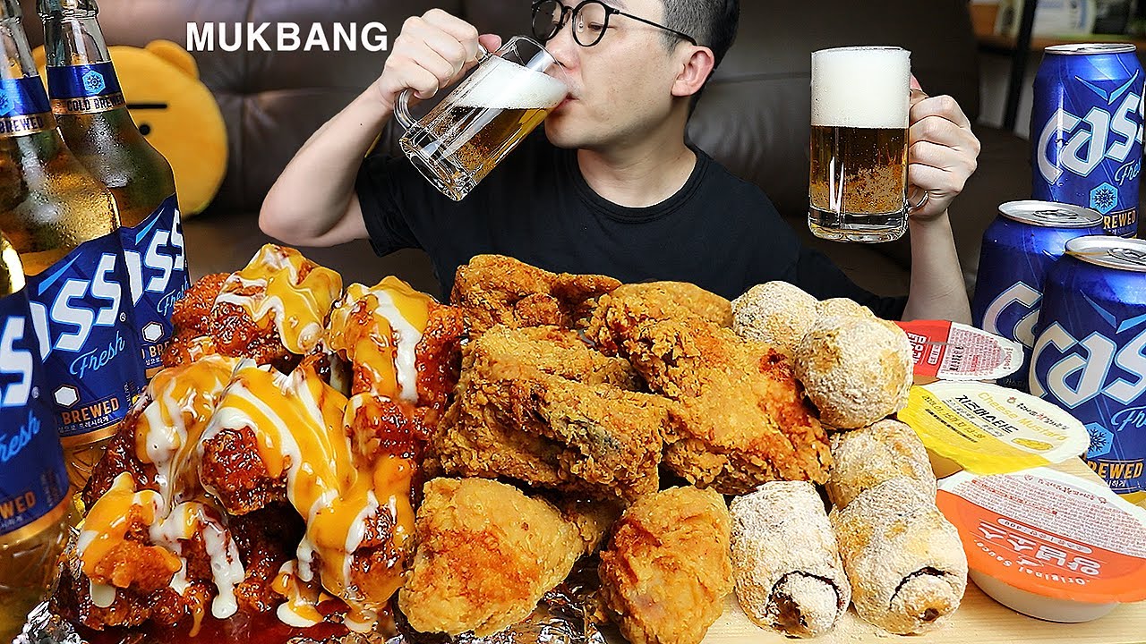 ASMR MUKBANGㅣFried Chicken & Spicy Fried Chicken & BeerㅣEATING SHOW