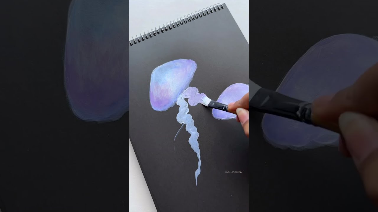 How to paint a jelly fish using acrylics | 250GSM True Black Sketchbook | MENORAH STATIONERY