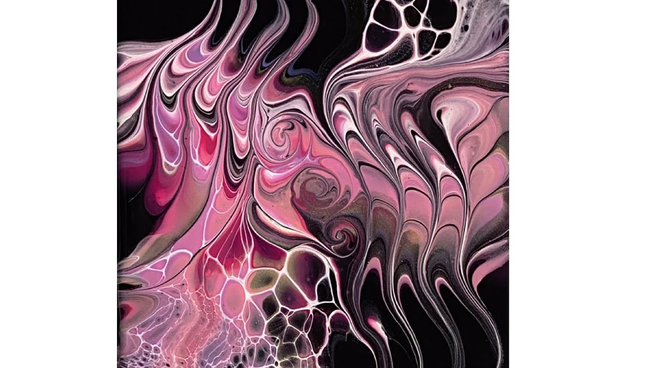 (958) Swipe Technique, with Fork, Acrylic Paint Pouring