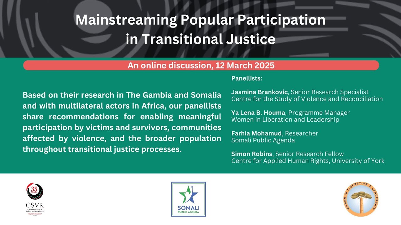 Mainstreaming Popular Participation In Transitional Justice