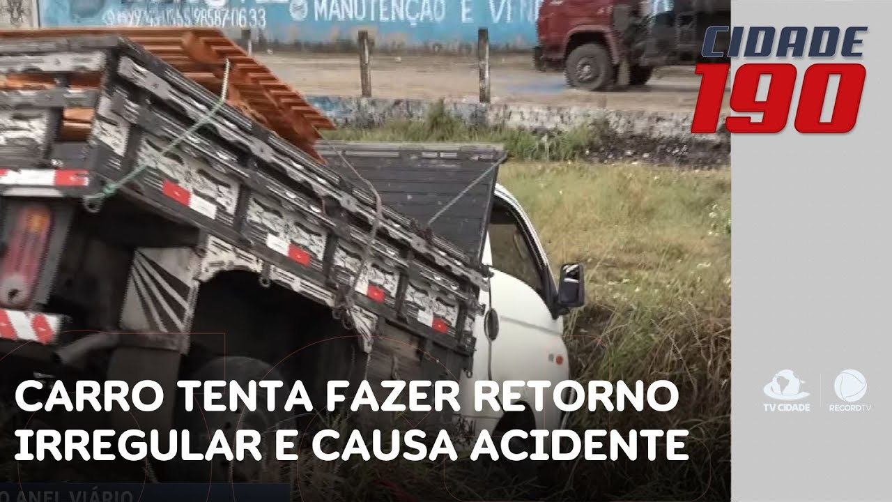 Carro tenta fazer retorno irregular e causa acidente com mais três veículos | Cidade 190
