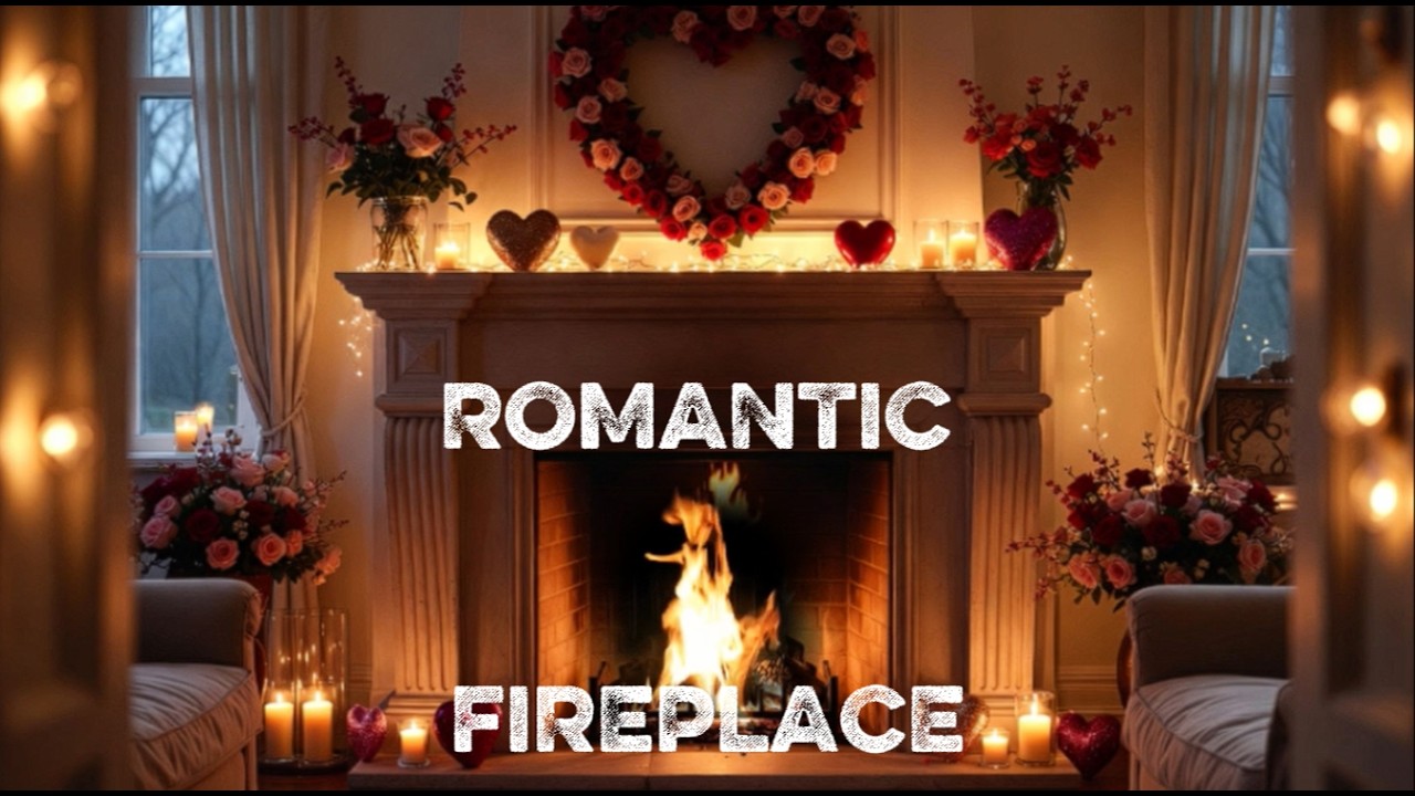 Romantic Fireplace Ambience 4K ❤️ Cozy Crackling Fire Sounds for Sleep & Relaxation (3.5 Hours)