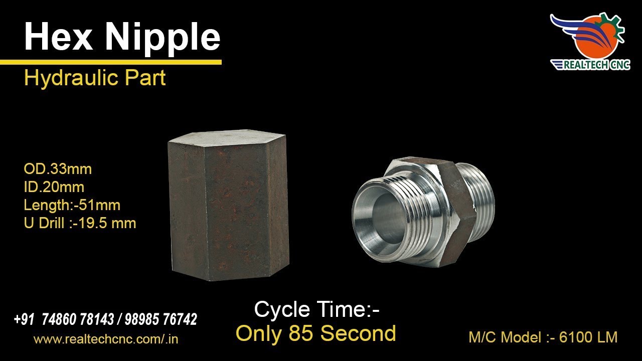 Hydraulic Part, Hex Nipple 6100 LM | RealTech CNC Machine VD-198