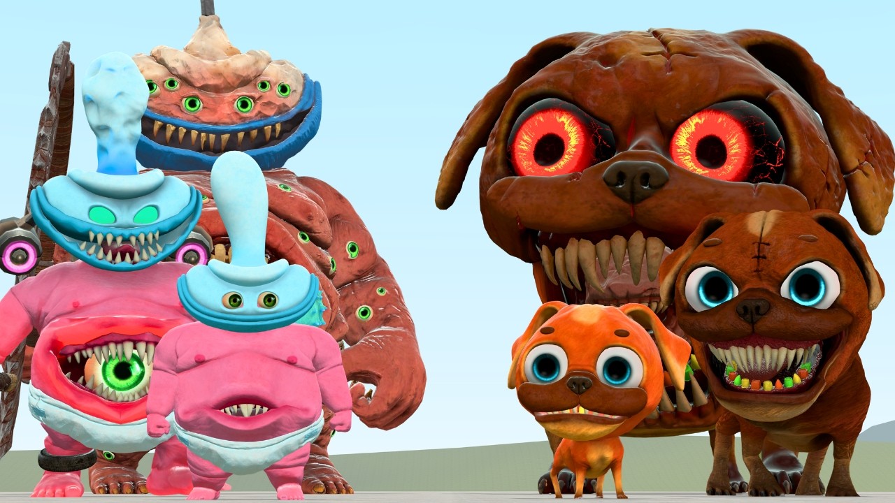 All Phases Of Chompy Chasey Vs All Phases Binky Drinky From Dark Pals The 1st Floor In Garry's Mod