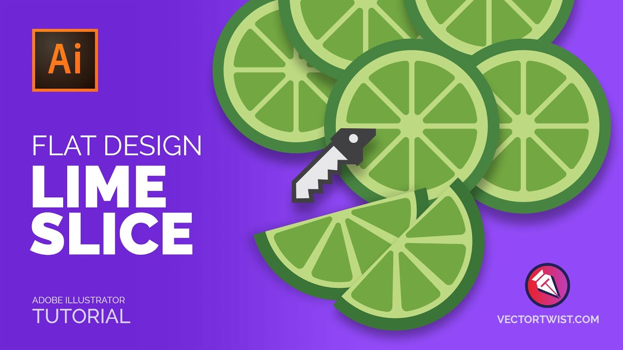 Рисуем плоский дизайн дольки лайма или лимона в Adobe Illustrator — БЫСТРО :)