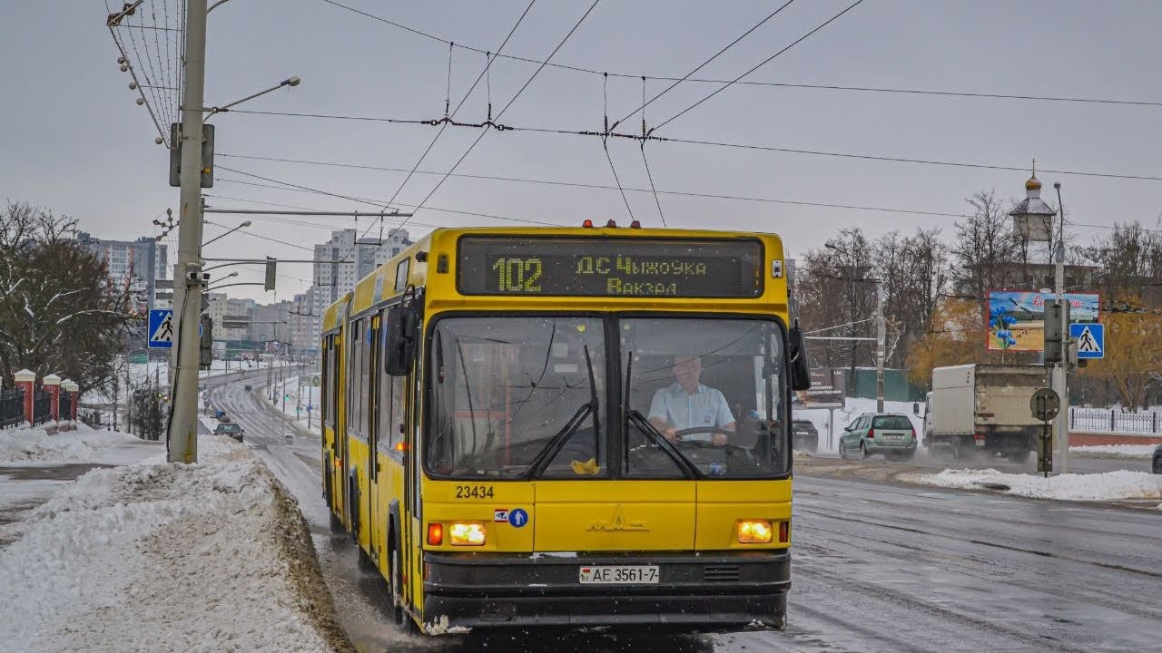 Минск.Поездка в автобусе МАЗ-105,гос.АЕ 3561-7,марш.102(02.01.2026)