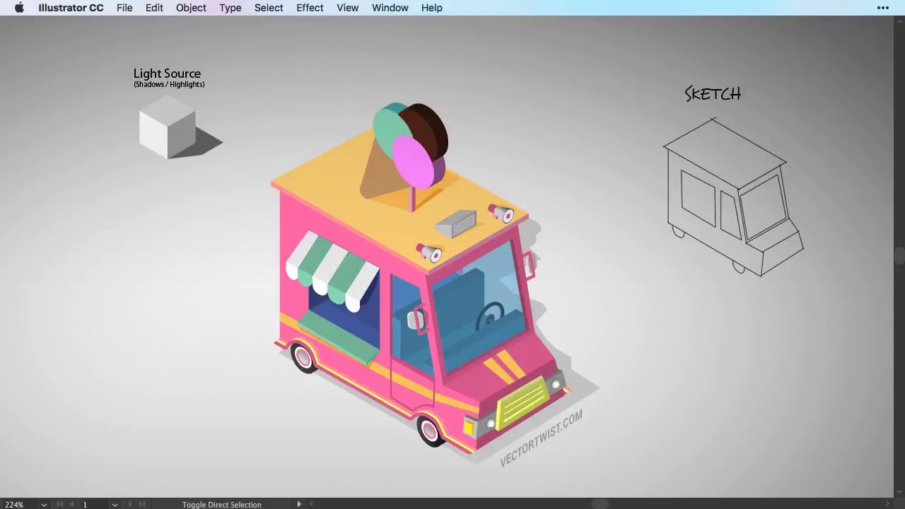 Isometric Illustrator Speed Art  [Ice Cream Truck]
