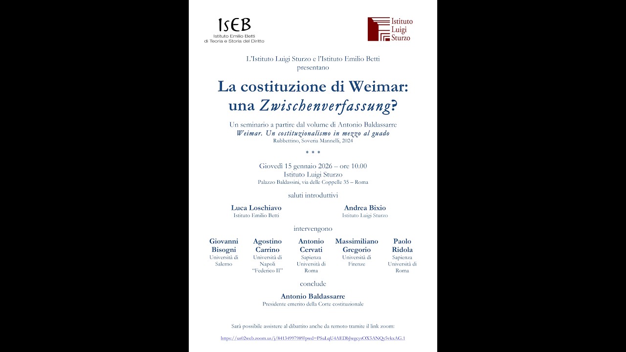 15/01/2026 - La Costituzione di Weimar: una Zwischenverfassung?
