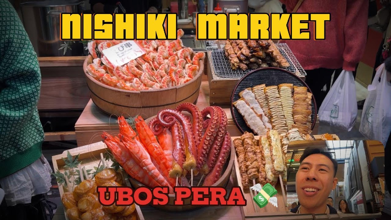 NISHIKI MARKET FOOD TRIP  🍢  A5 Wagyu, Scallops, at Takoyaki (Busog!) - KYOTO 2025