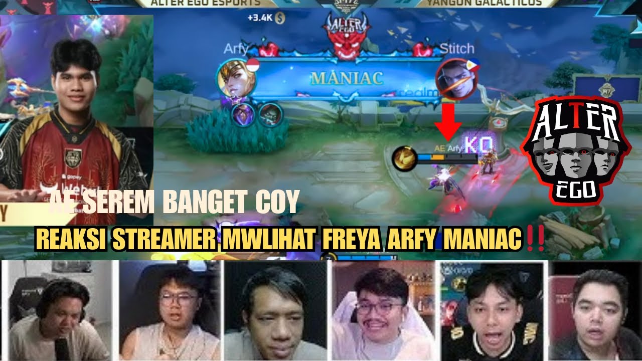 REAKSI STREAMER ‼️ MELIHAT FREYA ARFY MANIAC | AE VS YG #m7 #reaksistreamer #mobilelegends 