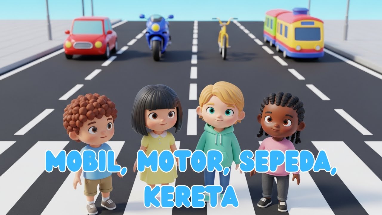 Mobil, Motor, Sepeda, Kereta 🚦 Lagu Anak Tentang Keselamatan Jalan | 3D Animation