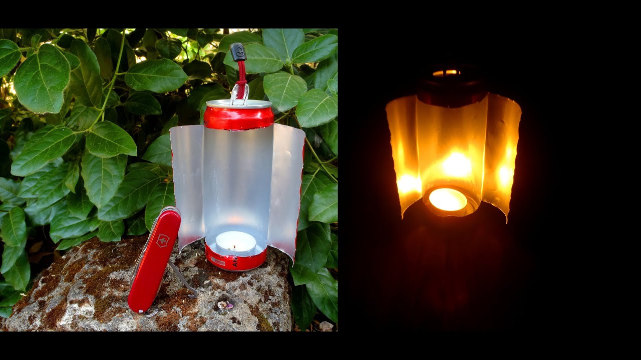 How to make a Can Candle Lantern using only a Swiss Army Knife.Φτιαξε Φαναρι Κεριων Επιβιωσης.