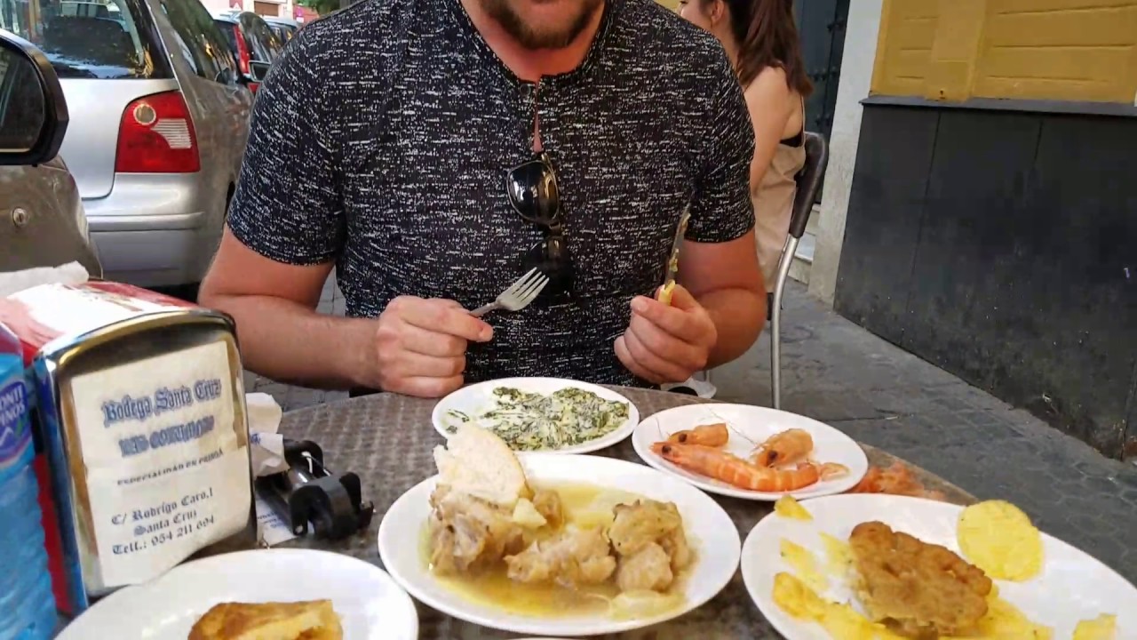 Eating tapas in Seville Spain - best tapas in Seville Bodega Santa Cruz