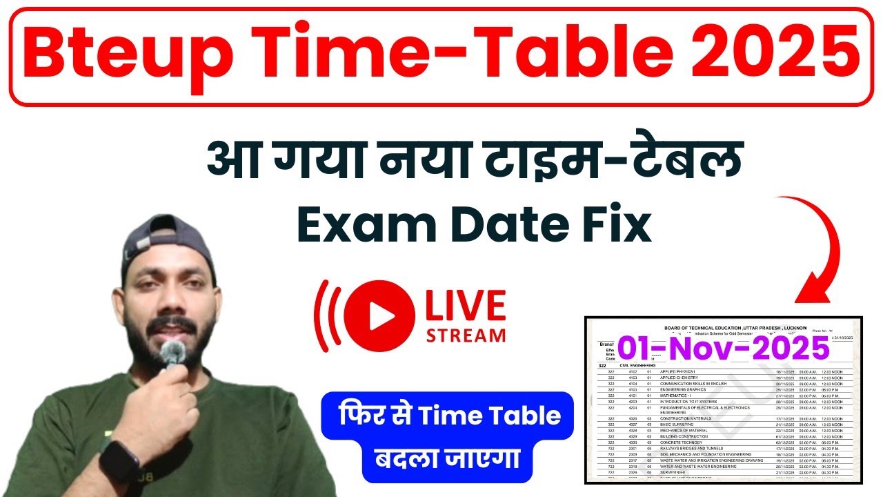 आ गया Bteup New TIME TABLE 2025 | Bteup Exam Date 2025 | Bteup Exam Schedule 2025