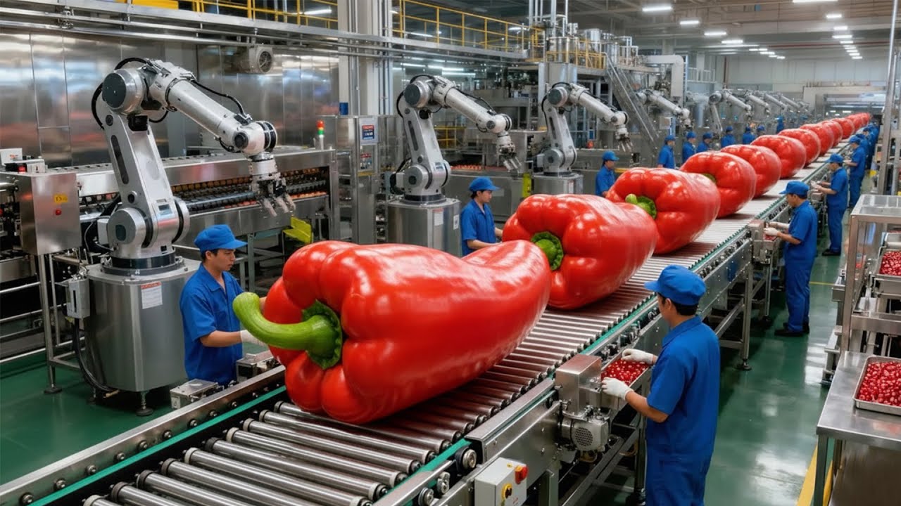 Inside a Modern Chili Factory: From Fresh Peppers to Hot Chili Sauce (Full Process)
