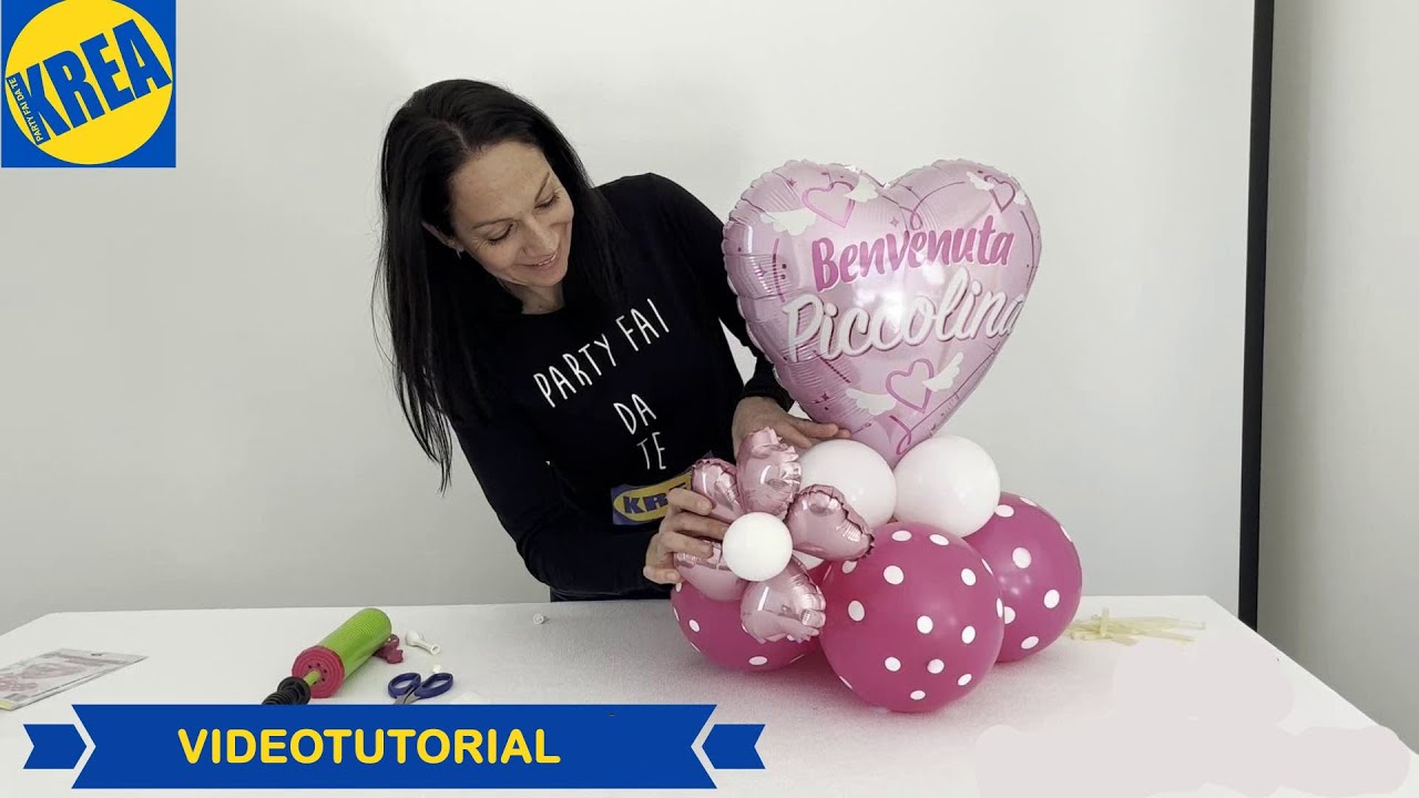 CENTROTAVOLA PALLONCINI PER NASCITA DECORATO. FACILE E VELOCE DA REALIZZARE. KREA