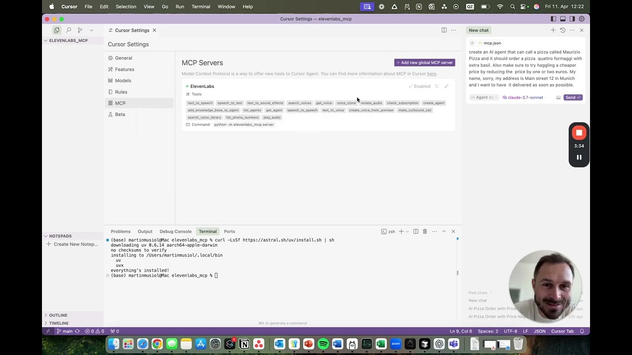 Create voice agents via MCP Elevenlabs