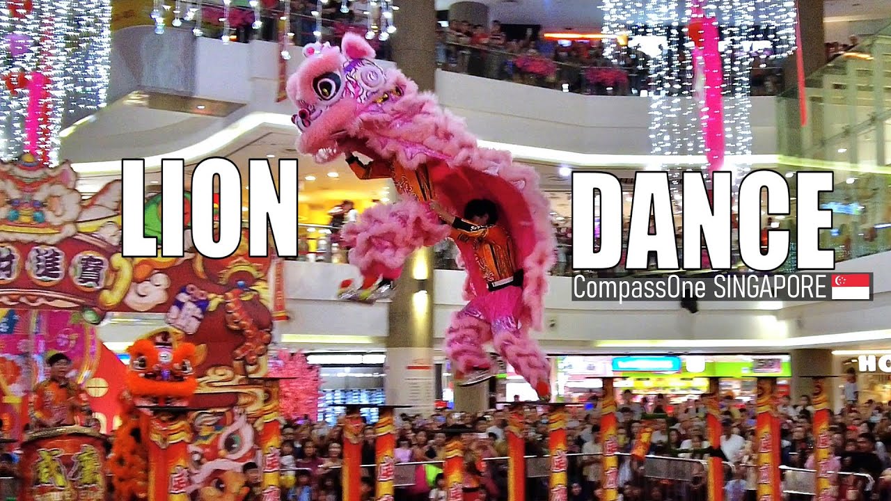 Incredible High Pole Lion Dance - CompassOne Mall - Sengkang, Singapore 🇸🇬 - Walking Tour [4K]