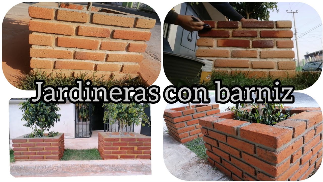 jardineras de ladrillo, aplicación de barniz (brick planters, sanded and varnished.)