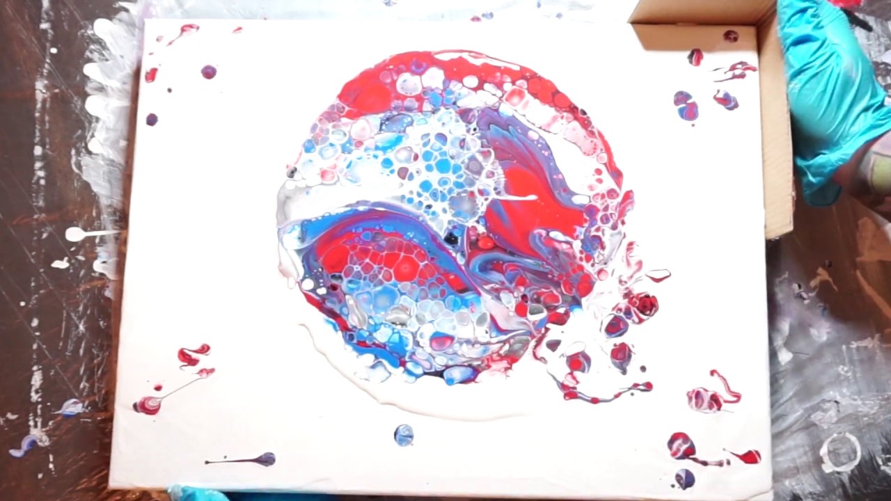 My First Acrylic Pour! Theme: Spider-Man - Abstract Painting