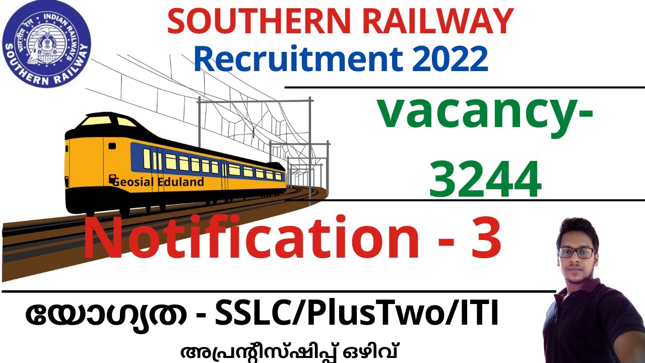 SOUTHERN RAILWAY Recruitment 2022 | Notification 3 | vacancy-3244 | യോഗ്യത - SSLC/PlusTwo/ITI