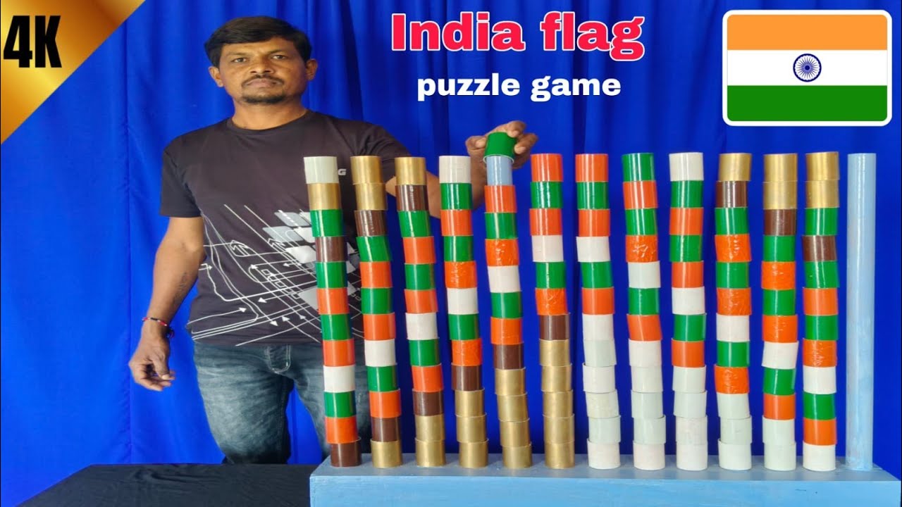 🇮🇳🇮🇳 INDIA Flag Colours Cylinder Matching Smart Boy Puzzle Game Challenge videos 2026
